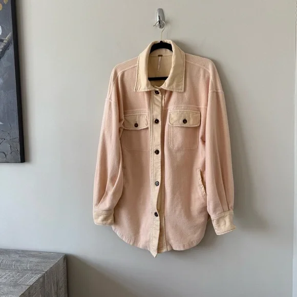 Free People “Ruby” Two tone creamsicle orange Shacket - Picture 4 of 11